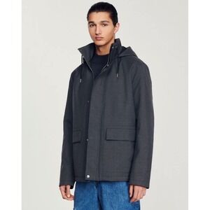 Sandro Deck Technical Parka Coat Anthracite  –‎ Men's XXL – NWT